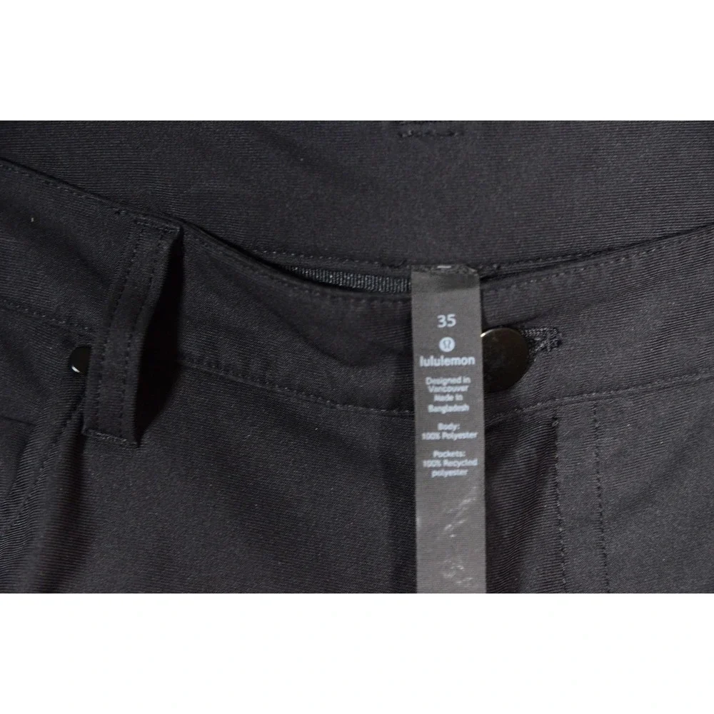 Lululemon Commission Pants Mens 35x25 Black Straight Leg Zip Pockets Casual